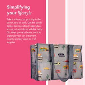 Thirty-One Zip Top Organizing Utility Tote in Cactus Campers